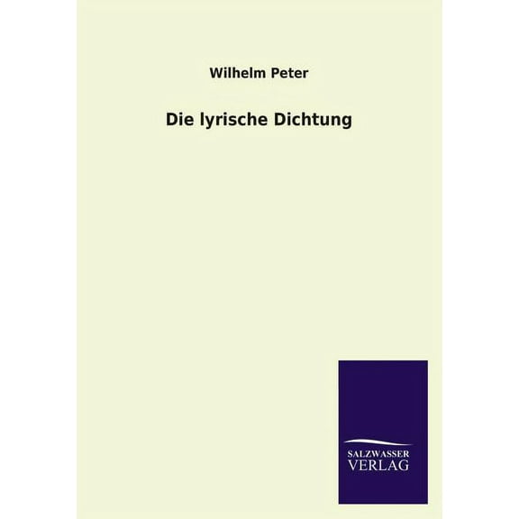 Die lyrische Dichtung (Paperback)