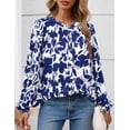 thumbnail image 2 of Camisa PRETTYGARDEN XL Blanca con Estampado Floral Azul y Botones, 2 of 8