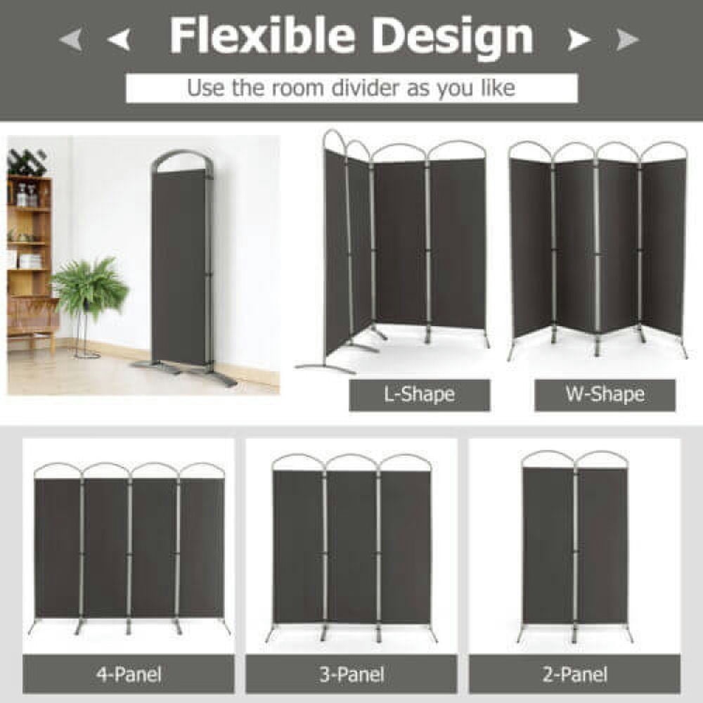 Resenkos Room Separator, Room Divider Panel,6.2Ft Folding 4-Panel Room Divider for Home Office Living Room -Gray