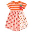 thumbnail image 1 of Vestidos de manga corta con estampado de fresas y dibujos animados para niñas pequeñas, 1 of 8