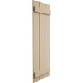 thumbnail image 4 of Ekena Millwork 17 1/2"W x 46"H Rustic Three Board Spaced Board-n-Batten Rough Sawn Faux Wood Shutters (Per Pair), Primed Tan, 4 of 11