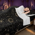 thumbnail image 4 of Homewish Boho Sun and Moon Queen Sheets, Black Gold Astrology Queen Sheet Sets, 4 Pieces, 1 Flat Sheet, 1 Fitted Sheet and 2 Pillowcases, 4 of 6