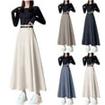 thumbnail image 2 of Xuhomer Summer Long Skirt for Women Solid Color Pleated High Waist A-Line Skirt Business Work Vacation School Casual SkirtBlack S, 2 of 8