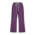 thumbnail image 4 of CLOISE Capris for Women with Pockets Stretch Wide Leg Pants Elastic High Waisted Palazzo Pants Petite Summer Casual Fashion Striped Pants Loose Lightweight Cropped Flowy Trousers Hot Pink S, 4 of 5