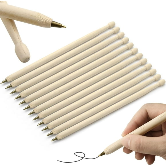 shiyou-12 Pcs Drumsticks Ballpoint Pens Wooden Drumstick Pen Funny Pens Shaped Liked Drum Sticks Music Pens Drummer Gifts From Stationery Kit to Drum Kit Funny Novelty Office Supplies