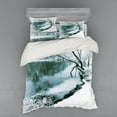 thumbnail image 2 of Ambesonne Forest Bedding Set 3 Pcs, Winter Snowy Foliage, Twin, Turquoise White, 2 of 3