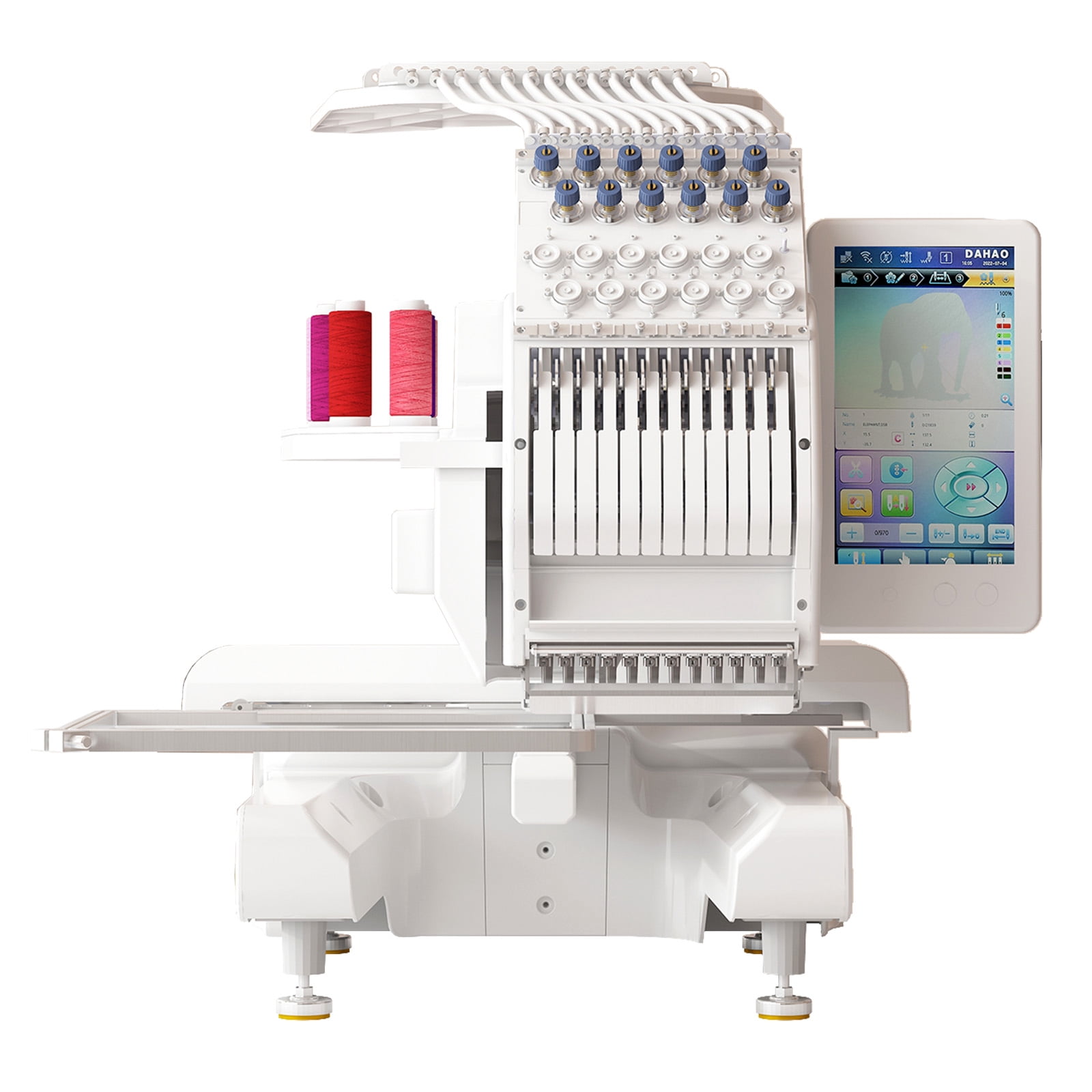 TABU Embroidery Machine with 12 Needles, 1000SPM Max Speed, Touch Screen, 8"x12" Large Embroidery Area, for Flat, Hat, T-shirt and more