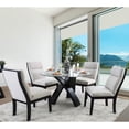 thumbnail image 5 of Furniture of America Modern Glass 5-Piece Round Top Dining Set, Black, 5 of 5