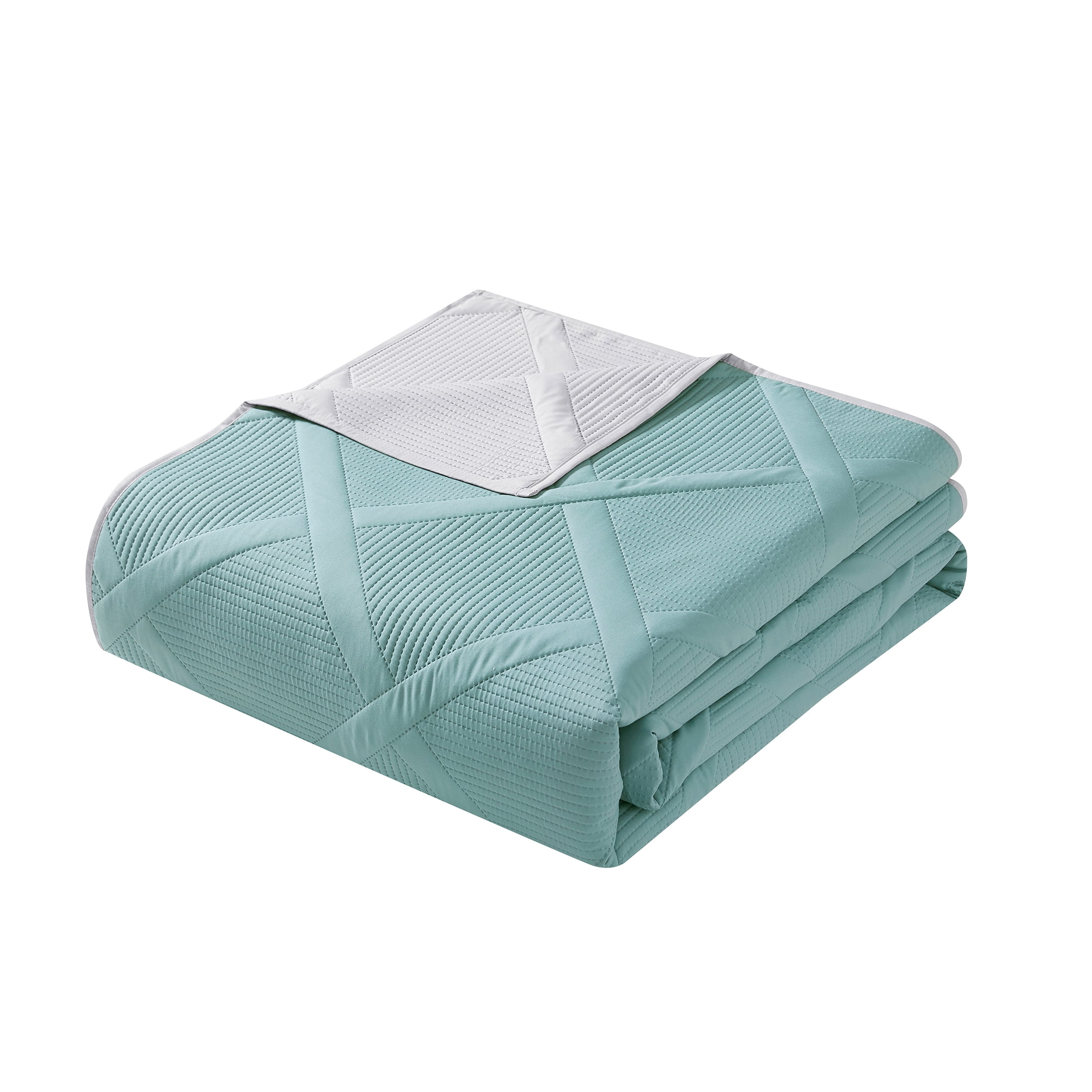 Mainstays Reversible Diamond Quilt, Teal Blue/Grey, Full/Queen, Microfiber