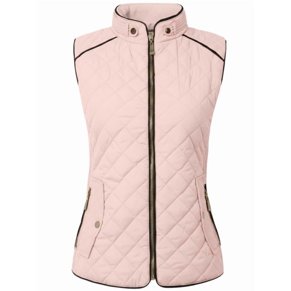 J. METHOD Women’s Quilted Vest – Lightweight Sleeveless Full Zip Up Casual Stand Collar Padding Gilet Jacket with Pockets