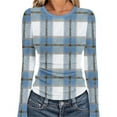 thumbnail image 2 of HongQid T-Shirt à Manches Longues Extensible Col Rond Côtelé Ajusté Décontracté Basique pour Femmes, 2 of 6