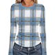 thumbnail image 2 of RKSTN Crewneck Shirts for Women Oversized Plaid Print Slim Ribbed Knitted Long Sleeve T Shirts Top Womens Casual Plus Size Round Neck Checkered Printed Stretch Loose Comfy Tee Fall Spring Clothes, 2 of 7
