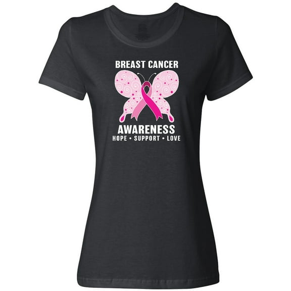 Inktastic Breast Cancer Awareness Hope Support and Love Women's T-Shirt