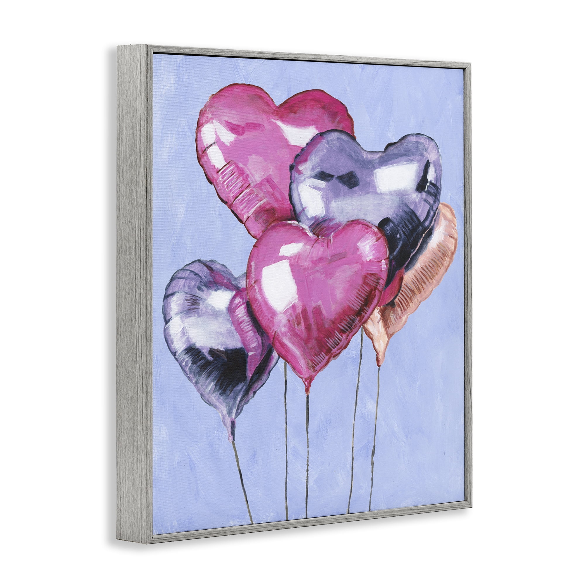 Stupell Industries Heart Balloons Celebration Gray Framed Giclee Art, design by Michael Willett