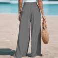 thumbnail image 4 of PEXLYCLU Palazzo Pants for Women Dressy, Wide Leg Pants Woman, Womens Pants Trendy, Wide Leg Pants for Women High Waisted Palazzo Pants Work Casual Flowy Tie Knot Trousers With Pockets, Gray XL, 4 of 4