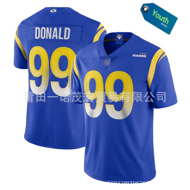 Rams Youth Embroidered Football Jersey Rams 10#Kupp 99#Donad Copy Player Name Jersey