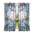 thumbnail image 2 of Elegant Pink and Blue Flowers Semi Sheer Curtains for Living Room Bedroom Set of 2 Insulated Window Drapes, 2 of 6