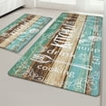 thumbnail image 3 of MeyJey Farmhouse Kitchen Rug Set of 2, Non-Slip Anti-Fatigue Waterproof Cushioned Mat for Kitchen, Dining & Laundry Room, 18"x30"+18"x48" Teal/Brown, 3 of 11