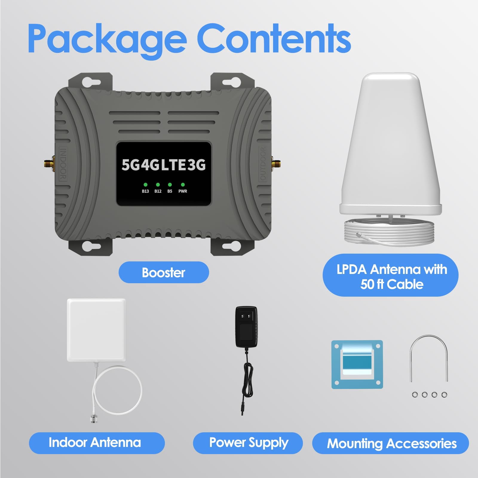Cell Phone Signal Booster for Home Band 12/17,13,5 Cell Phone Booster for Verizon AT&T T-Mobile All U.S. Carriers 5G 4G LTE 3G Data Cell Signal Booster Extender Repeaters up to 3500 sq.ft FCC Approve