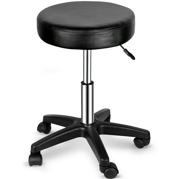 Wqmh Rolling Stools with Wheels PU Leather Adjustable Height Swivel Stools Chair for Salon Bar Tattoo Home Office Massage Medical Spa 350lb Weight Capacity