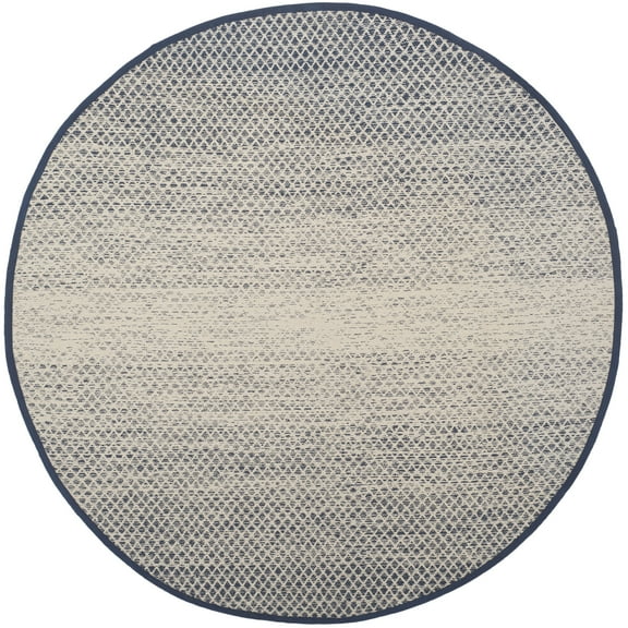 SAFAVIEH Montauk Vaughn Geometric Cotton Area Rug, Navy/Ivory, 4' x 4' Round