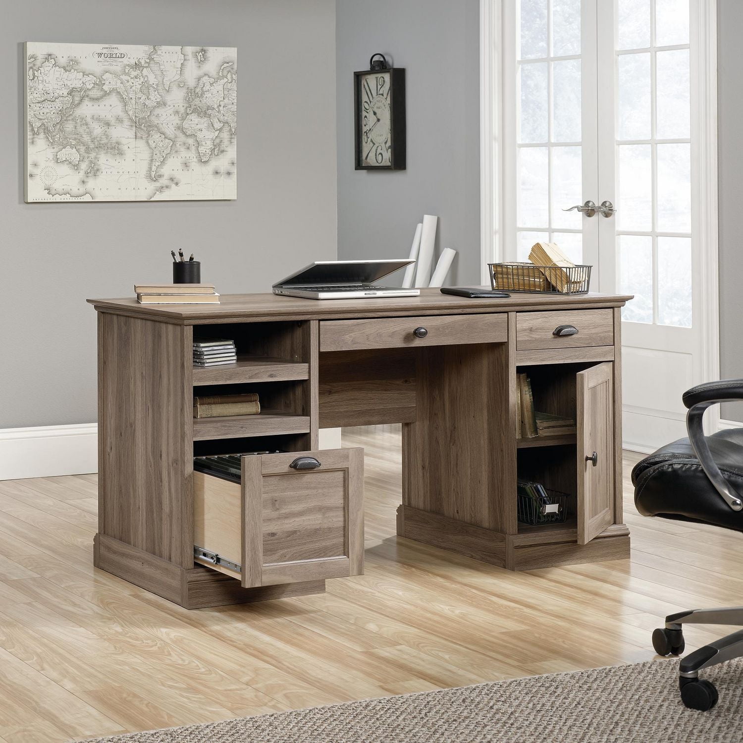 Sauder® Collection Barrister Lane Bureau Ministre en Finition Salt Oak