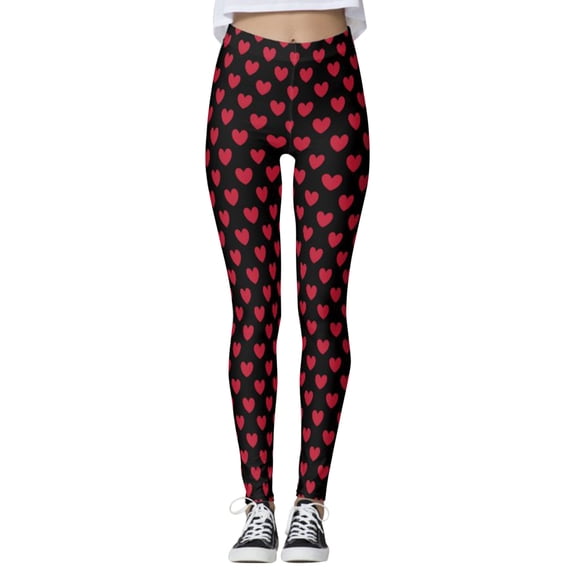 YUEHUA White Leggings for Women High Waist Trendy Valentine's Day Heart Printed Warm Opaque Pantyhose Thick Sheer Tights Valentine's Day Gifts for Women
