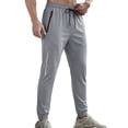 thumbnail image 2 of Domuza Men's Joggers with Zipper Pockets Athletic Workout Gym Pants Stretch Running Track Jogging Sweatpants Light Gray L, 2 of 5