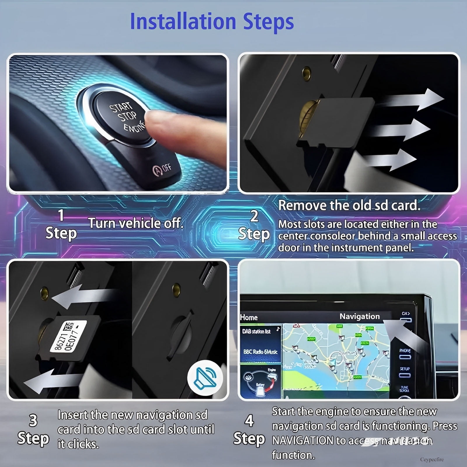 2025 Latest Navigation SD Card Map Update Accessories 86271 0E077 Compatible with Toyota Tacoma HighlanderRAV4 Tundra 4Runner Sienna Prius Venza Mirai CorollaUSA/Canada