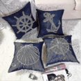 thumbnail image 4 of Set Of 4 Compass Navigation Marine Style Decorative Sofa Cushion Cover Geometric Pattern(45 X 45 Cm), 4 of 5