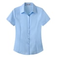 thumbnail image 5 of Women's Button Down Short Sleeve Work Office Shirt Lapel Short Sleeve Dressy Shirt Plus Size Casual Business Blouse Formal Casual Shirt Blouse School Uniform, S-5XL, 5 of 7