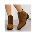 thumbnail image 5 of Frontwalk Ladies Dress Boot Buckle Strap Ankle Boots Casual Booties Work Anti-Slip Winter Shoes Womens Chunky Heel Camel 10.5, 5 of 5