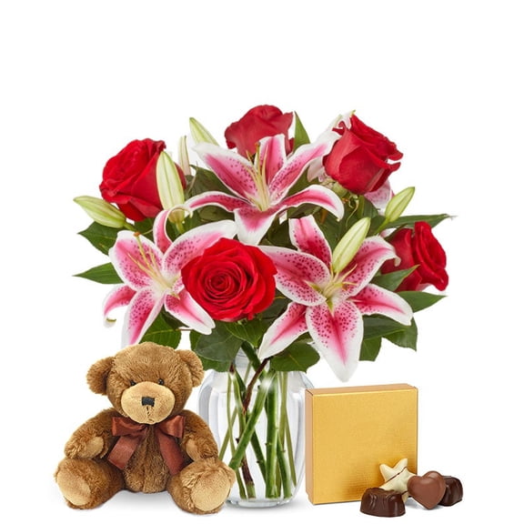 From You Flowers - Red Rose & Stargazers Bundle for Birthday, Anniversary, Get Well, Congratulations, Thank You, All Occasions