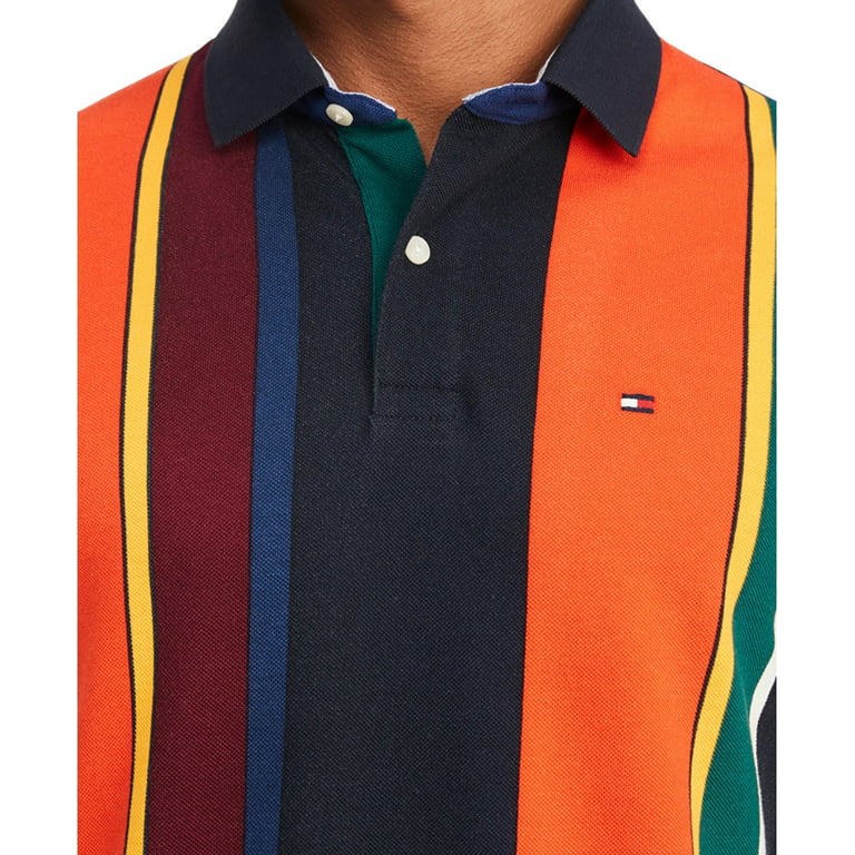 Large Stripe Men\'s Shirt Gray Polo Tommy Hilfiger Size