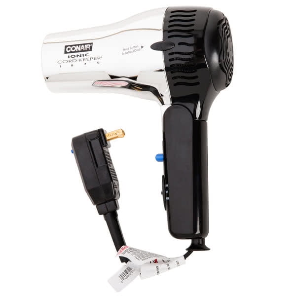 Conair 1875W IONIC CordKeeper Folding Hair Blow Dryer Black/Chrome