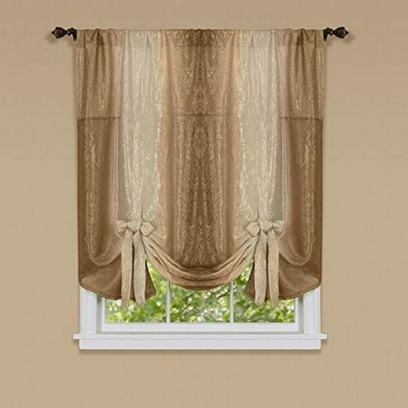 Ben&Jonah Collection Ombre Window Curtain Tie Up Shade 50x63 - Sandstone