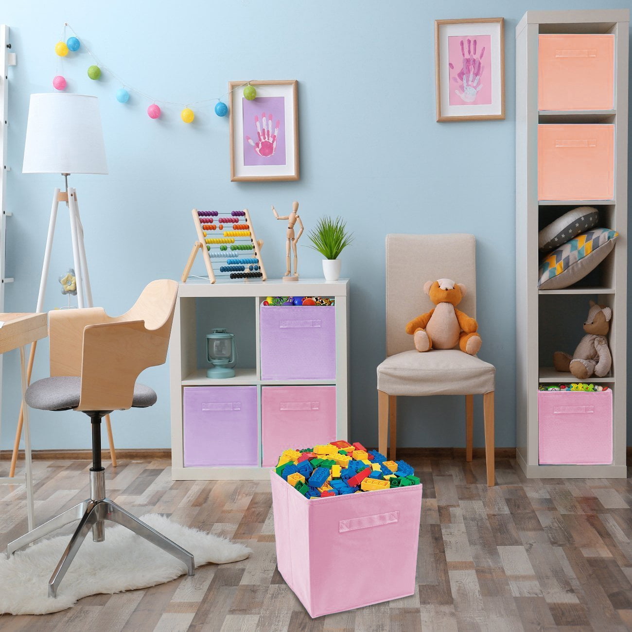 Sorbus 11" Storage Cube Bins (6-Pack) for Kid's Nursery, Playroom, Home Organization - Pink, Orange, Purple