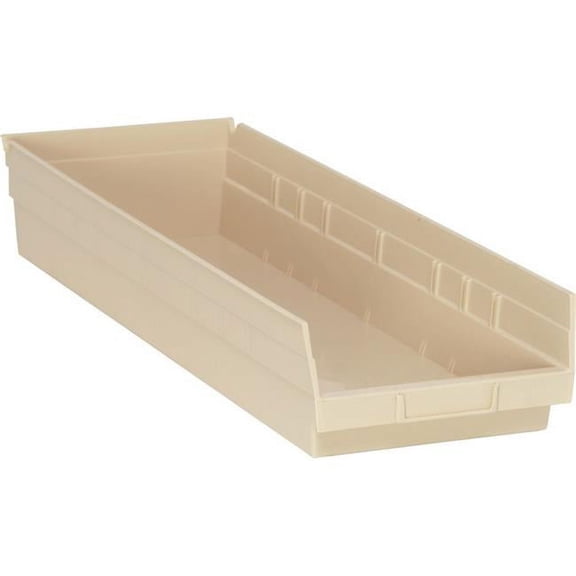 Quantum Storage QSB114IV Economy 4 in. Shelf Bin, Ivory - 23.62 x 8.37 x 4 in.