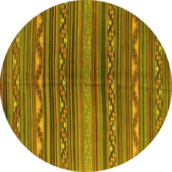 Ahgly Company Machine Washable Indoor Round Southwestern Yellow Country Area Rugs, 4' Round