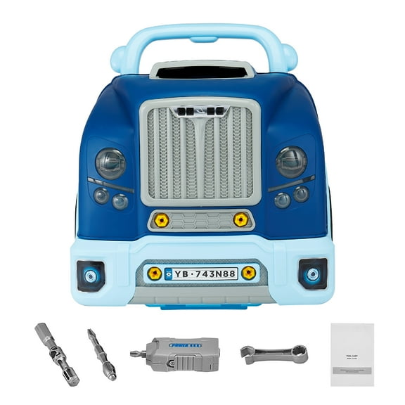 KFFKFF Engine Toy, 60 Pieces, Children's Car Repair Kit with Detachable Components, Lights and Sounds, Steering Wheel and Horn, Workshop Set for Kids Aged 3 and Up, Blue