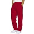 thumbnail image 2 of JTieacloth Mens Relaxed Fit Pants Mens Hip Hop Pants Casual Solid Color Track Cuff Lace Up Workout Pants With Pocket Red, 2 of 5
