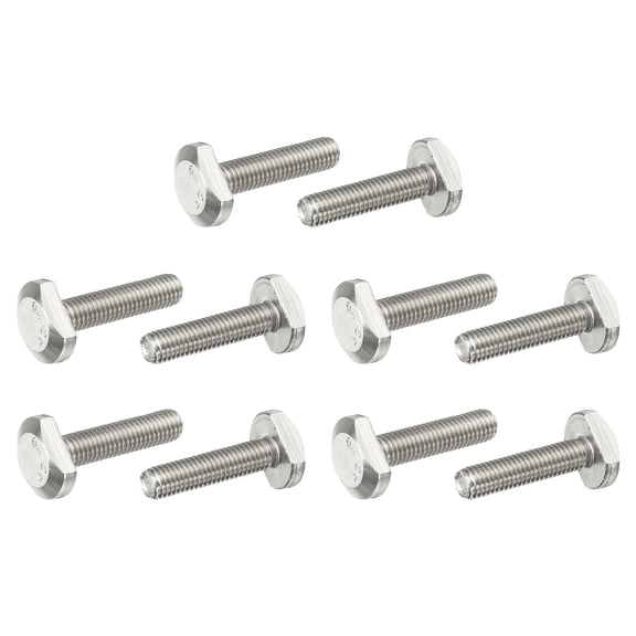 M8x35mm T Slot Bolts 304 Stainless Steel Drop-in Bolt T Shape Stud Sliding Screw, Silver 10 Pcs