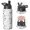 Fireman and Bucket White Pattern, variant on Fireman and Uniform Black Pattern Insulated Water Bottle with Straw, Vacuum Insulated Portable Hydration Bottle Double Wall Vacuum Insulation Gifts Ideas for Birthday Holiday Party