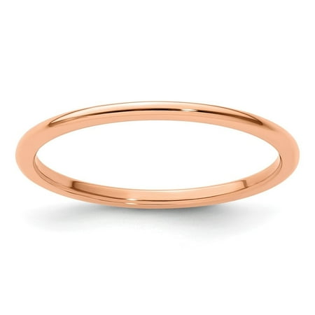 Auriga Fine Jewelry 10K Rose Gold 1.2mm Half Round Polished Stackable Band for Women Size 7.5