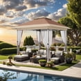 thumbnail image 1 of GloryStar Gazebo de Patio 12 X 12 Pi, Abri Extérieur Escamotable avec Hauteur Réglable, Moustiquaire, Sac de Transport à Roulettes, Offre une Protection Toutes Saisons contre les UV et Imperméable pour Cour Arrière, Jardin, Patio, 1 of 8