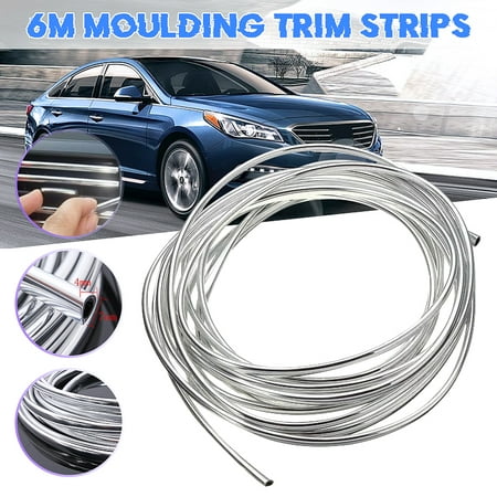 20ft Chrome Moulding Trim Strip Roll For Car Door Edge Scratch Guard Bumper Grille Interior Protector Cover Universal Vehicle Suv Van