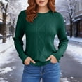 thumbnail image 2 of Cable Knit Sweaters for Women Trendy Fall Winter Loose Fit Crewneck Pullover Solid Color Casual Long Sleeve Tops (2XL, Green), 2 of 7