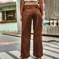 thumbnail image 4 of RYRJJ Baggy Parachute Pants for Women Drawstring Elastic Low Waist Ruched Cargo Pants Multiple Pockets Jogger Y2K Streetwear Pants(Brown,XL), 4 of 5