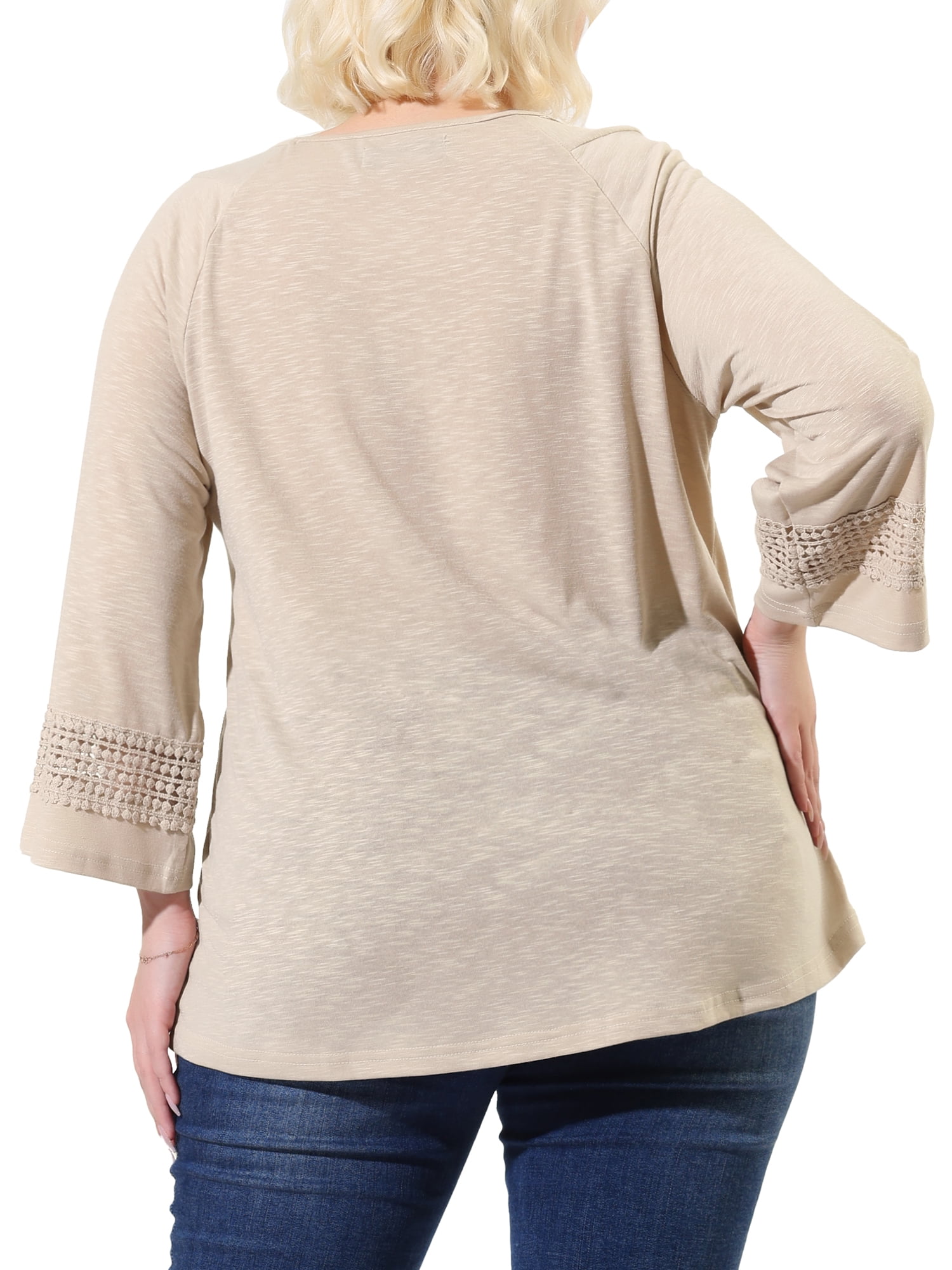 DARING DIVA Women's Plus Size Winter Kimono Long Sleeve Casual Top 2X Apricot