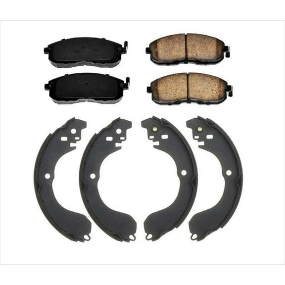 Front Brake Pads & Rear Organic Brake Shoes for Nissan Versa 07-12 Cube 09-13